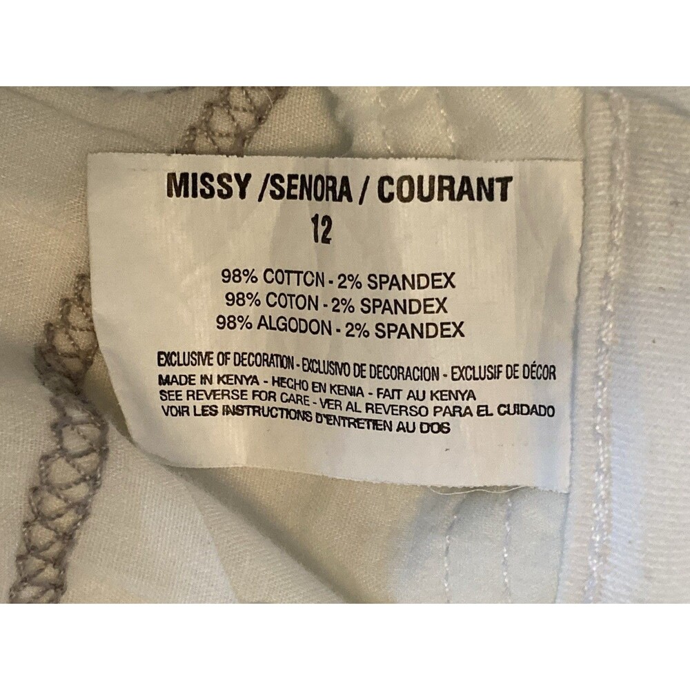Gloria Vanderbilt Gabby Skimmer Size 12 White Denim Embellished Good Condition - Picture 12 of 16